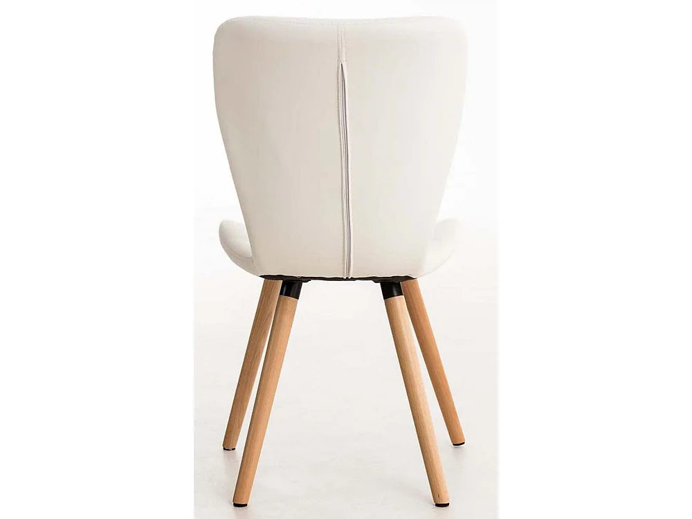 Lot de 4  chaise salle à manger - Similicuir - Blanc - Elda