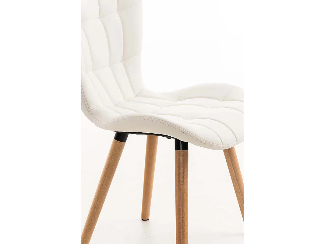 Lot de 4  chaise salle à manger - Similicuir - Blanc - Elda