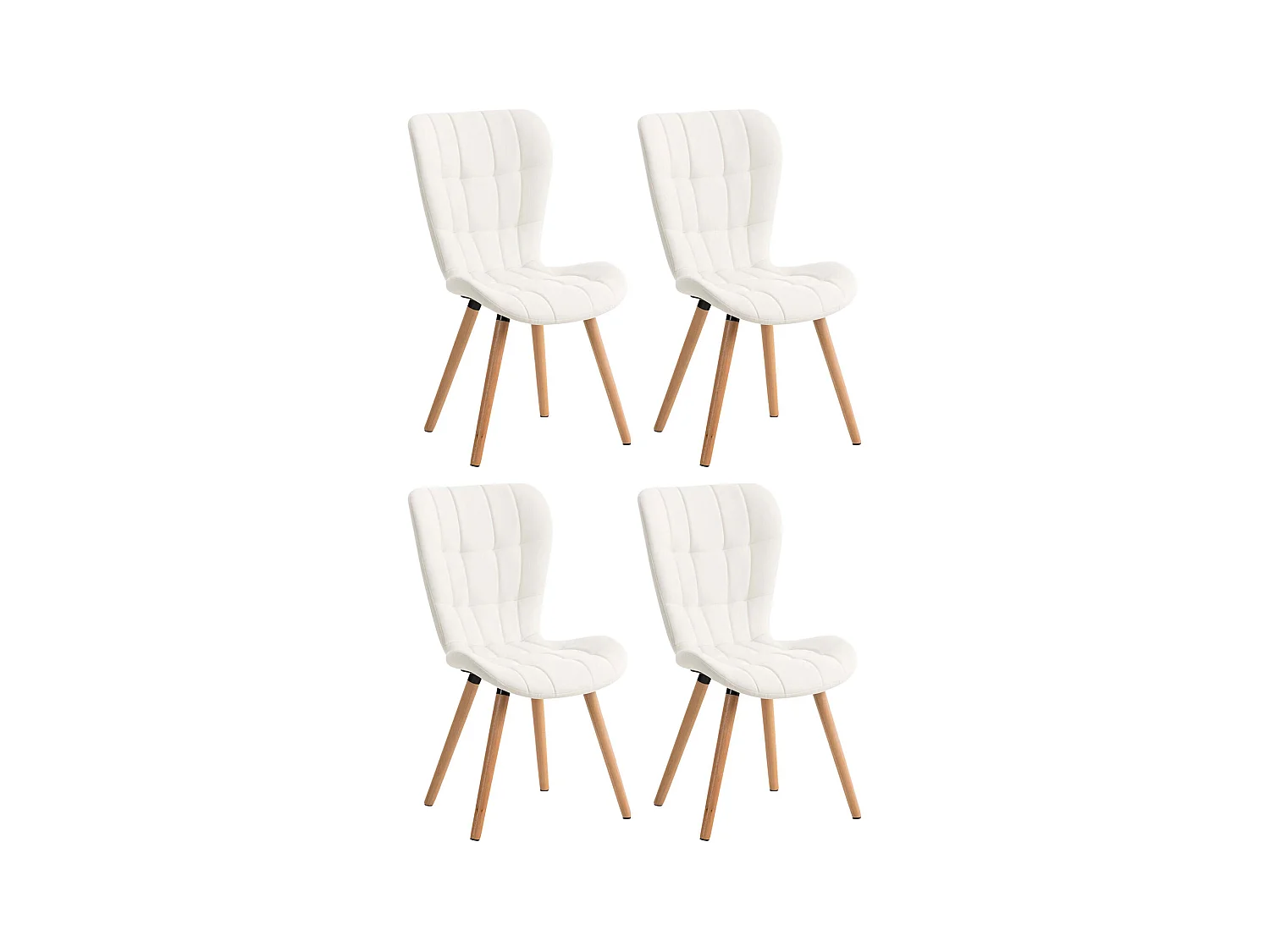 Lot de 4  chaise salle à manger - Similicuir - Blanc - Elda