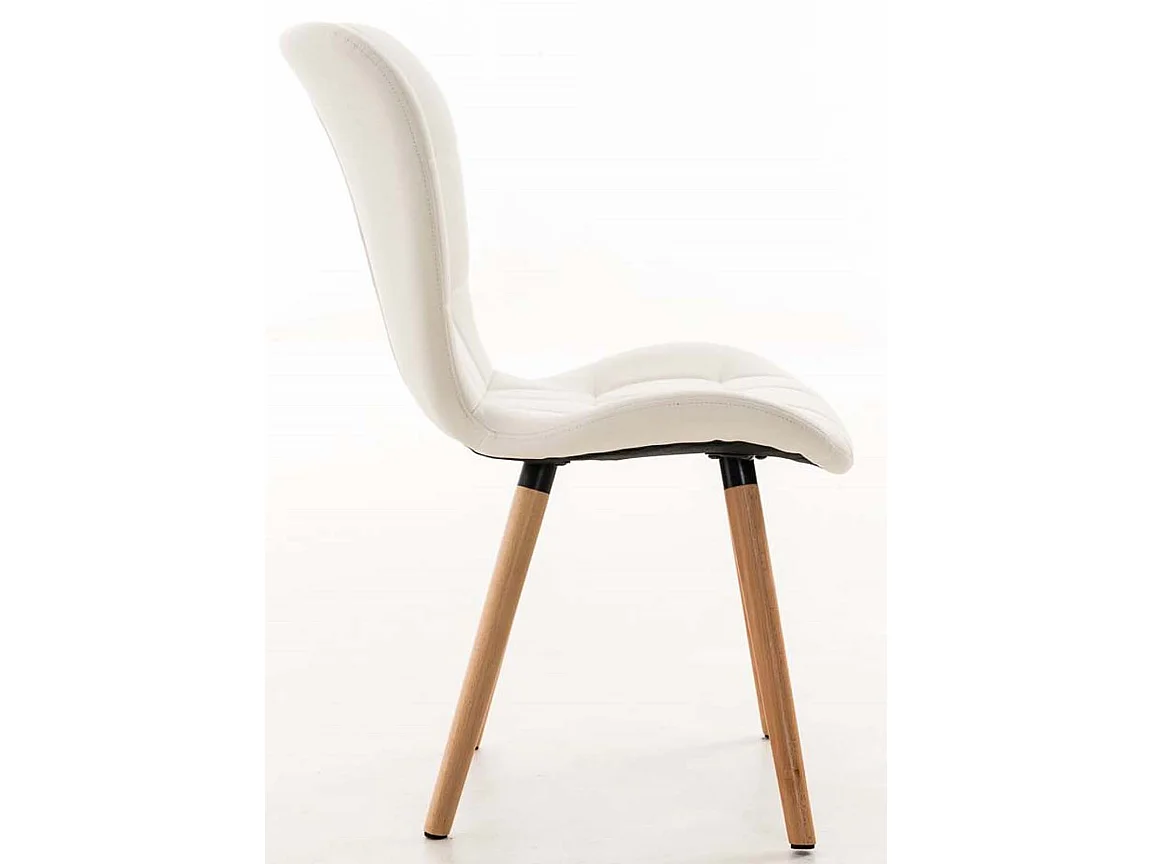 Lot de 4  chaise salle à manger - Similicuir - Blanc - Elda