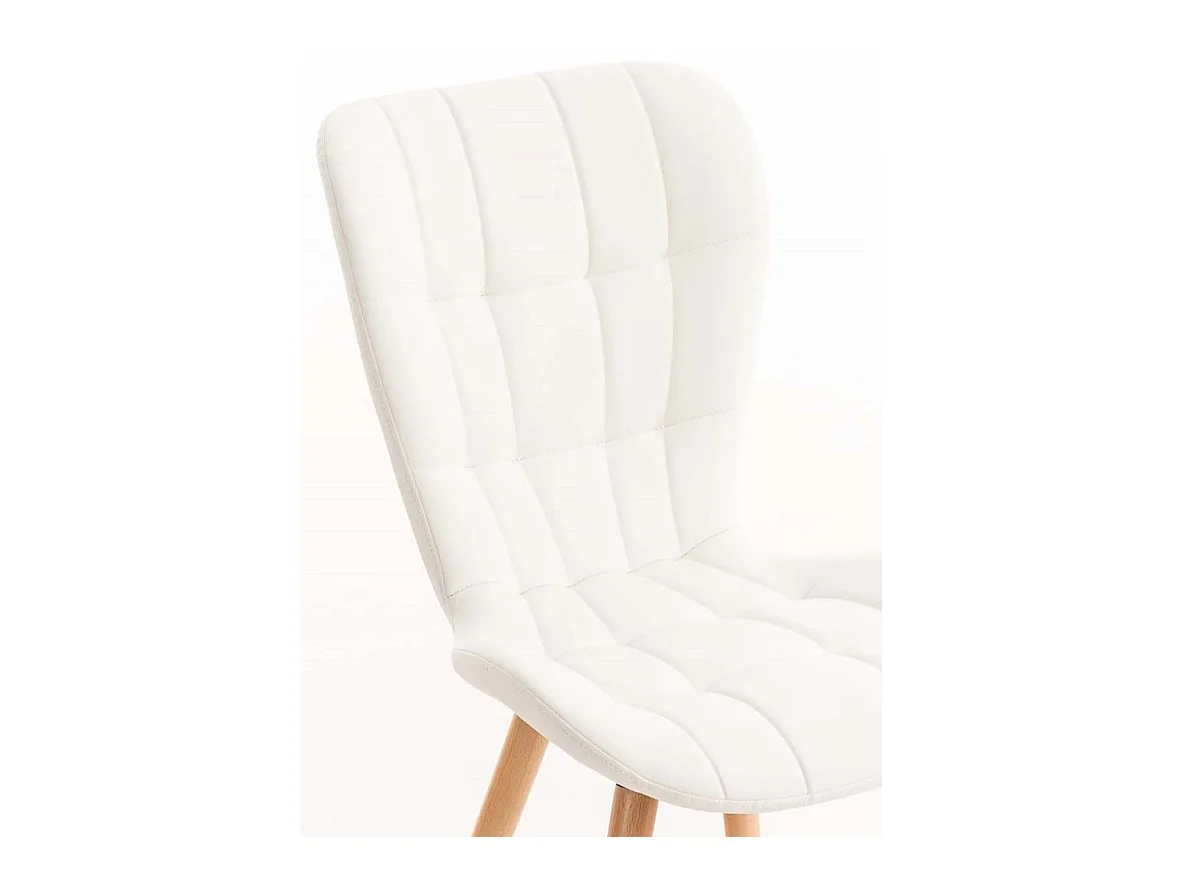 Lot de 4  chaise salle à manger - Similicuir - Blanc - Elda