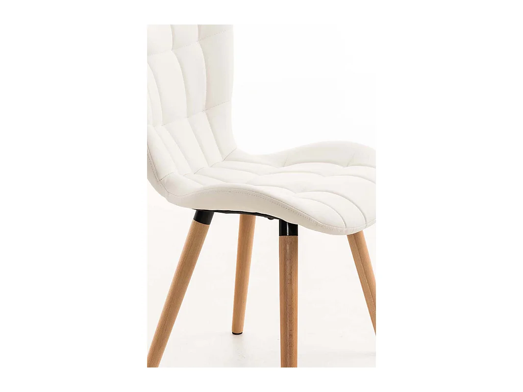 Lot de 4  chaise salle à manger - Similicuir - Blanc - Elda