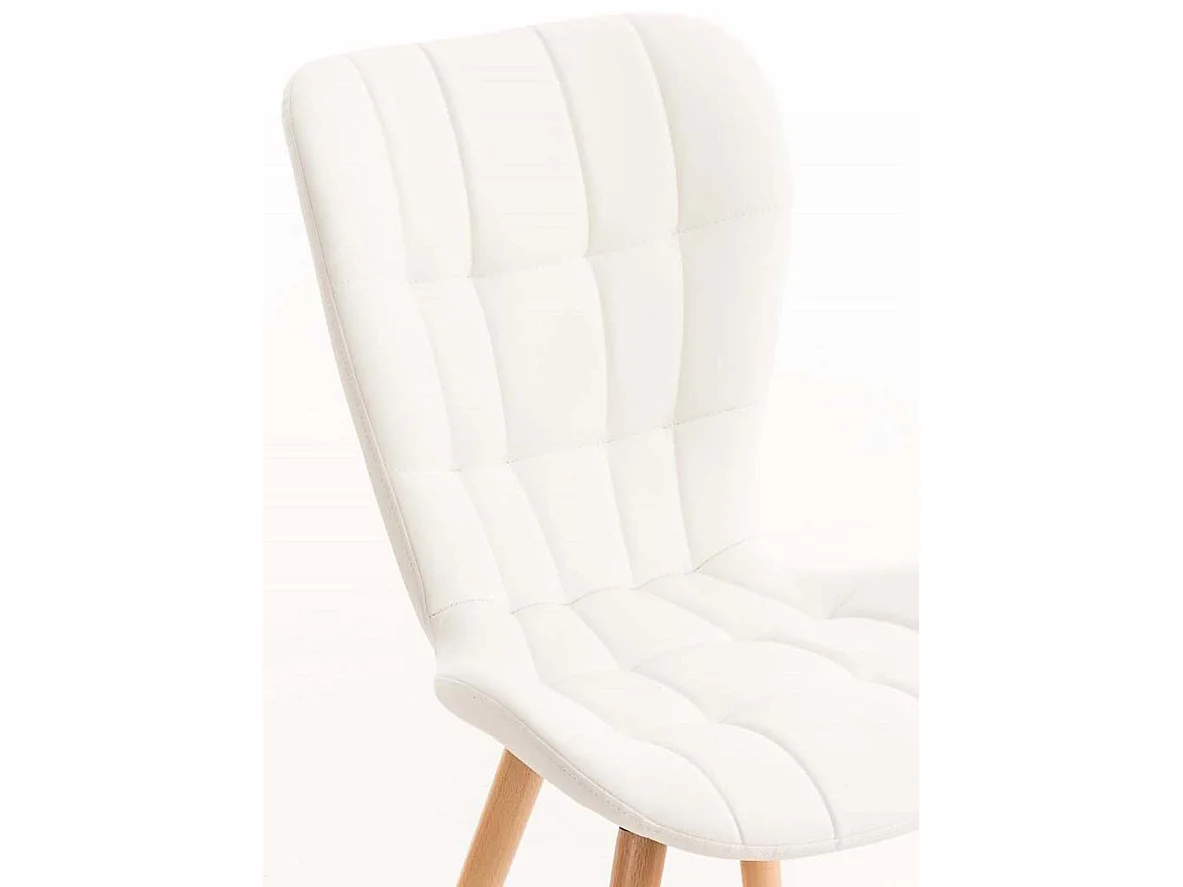 Lot de 4  chaise salle à manger - Similicuir - Blanc - Elda