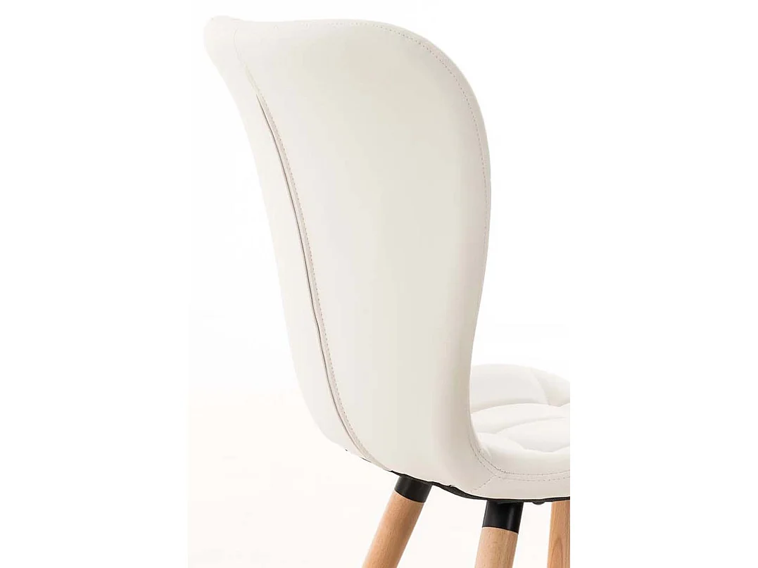 Lot de 4  chaise salle à manger - Similicuir - Blanc - Elda