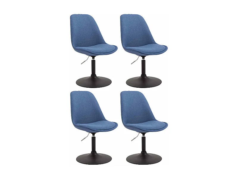 Lot de 4  chaise salle à manger - Tissu & Noir - Bleu - Maverick