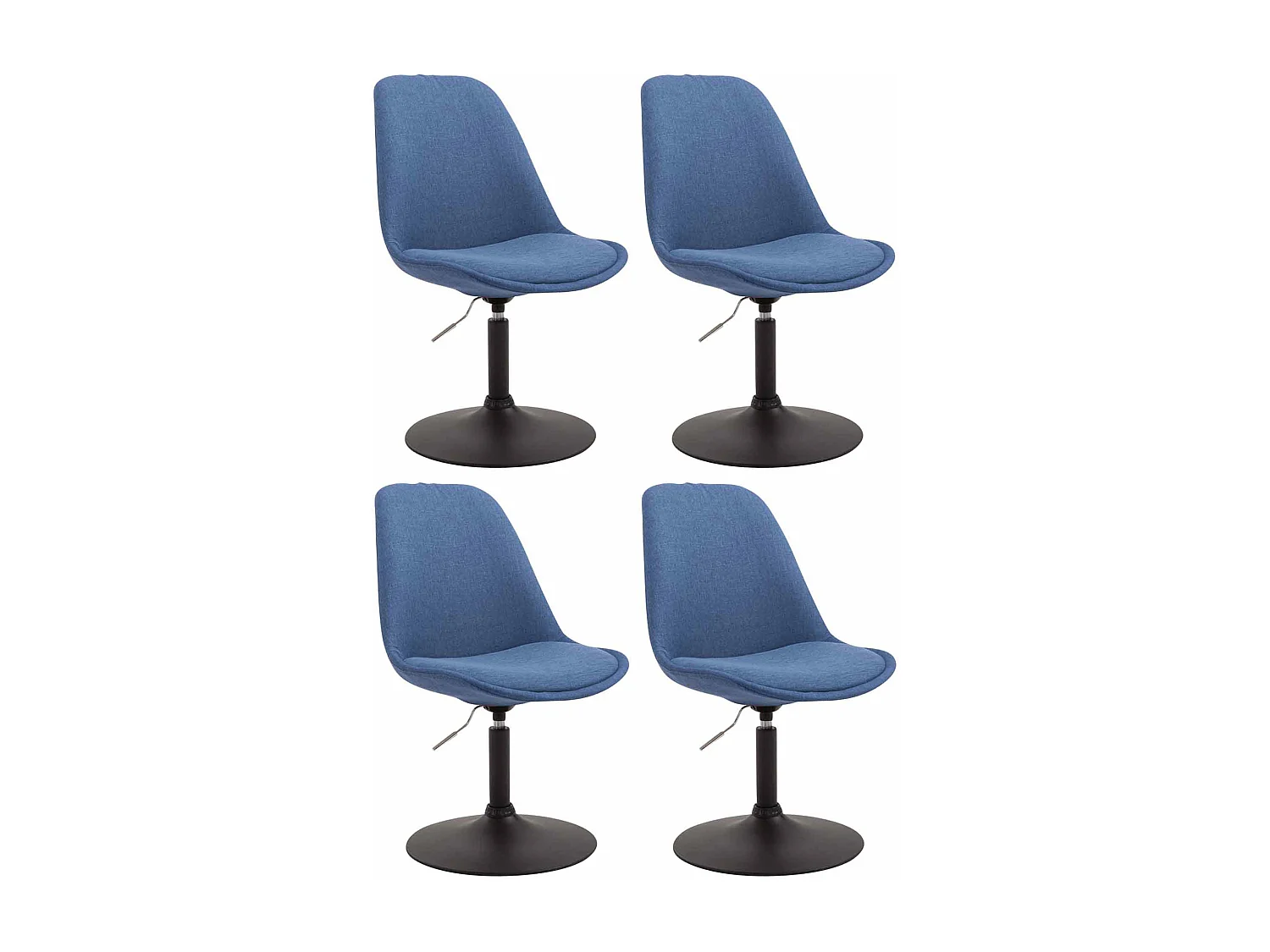 Lot de 4  chaise salle à manger - Tissu & Noir - Bleu - Maverick