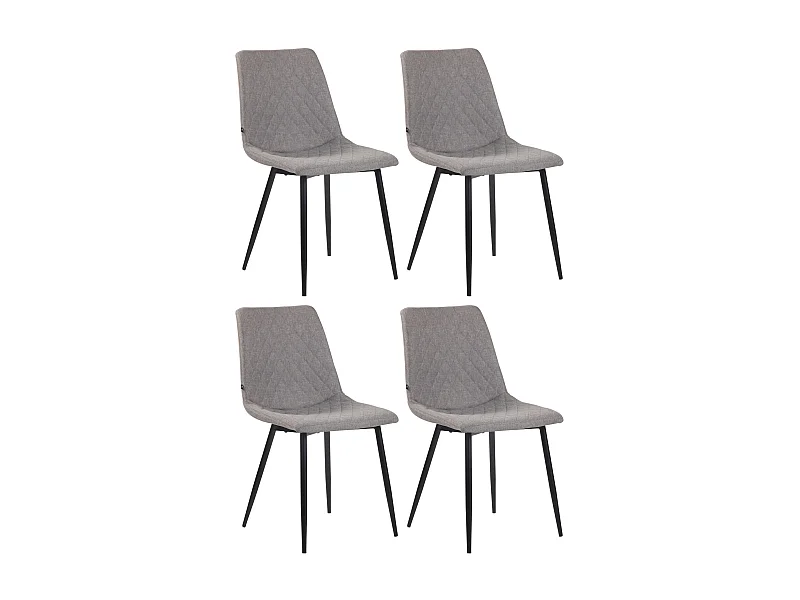 Lot de 4  chaise salle à manger - Tissu - Gris - Telde