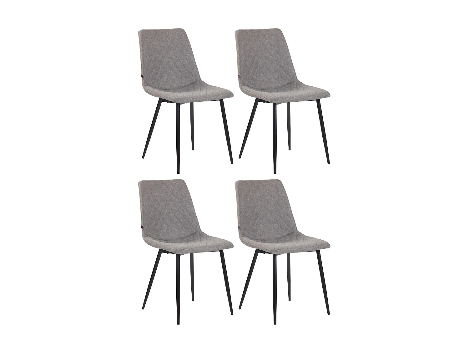 Lot de 4  chaise salle à manger - Tissu - Gris - Telde
