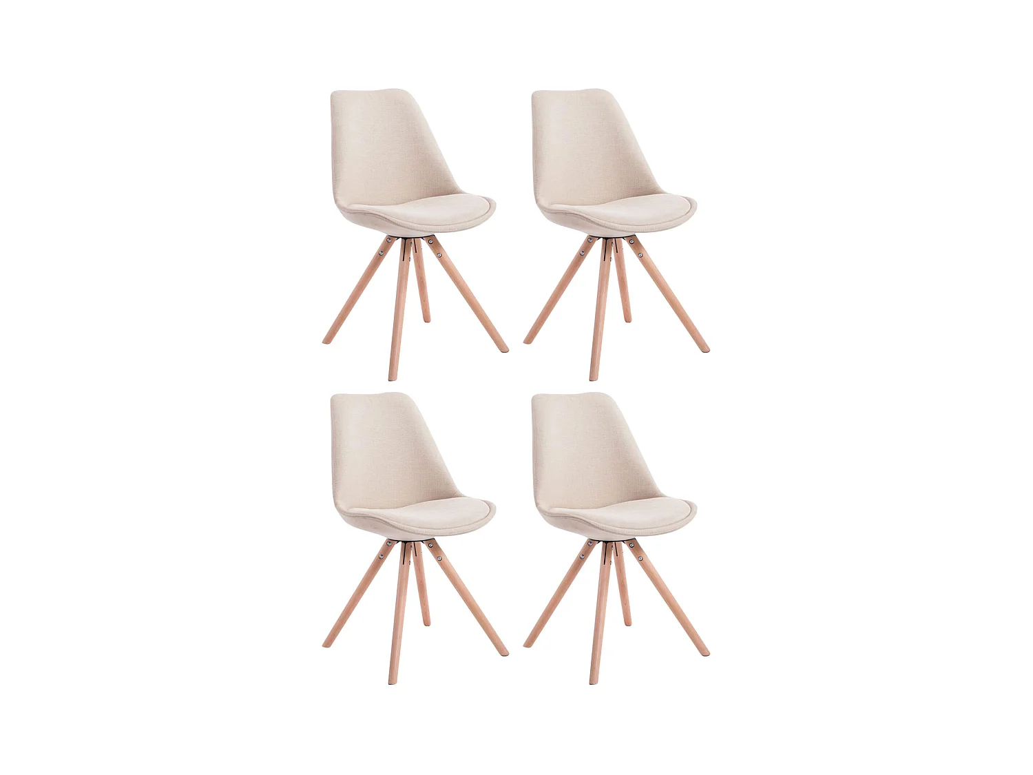 Lot de 4  chaise salle à manger - Tissu & Nature - Crème - Toulouse