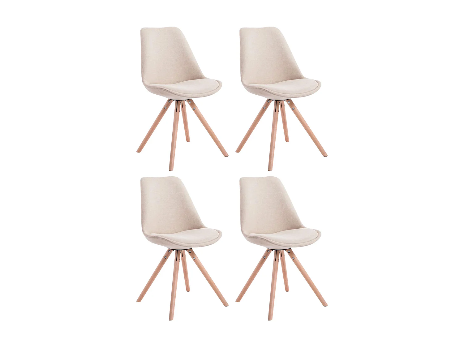 Lot de 4  chaise salle à manger - Tissu & Nature - Crème - Toulouse