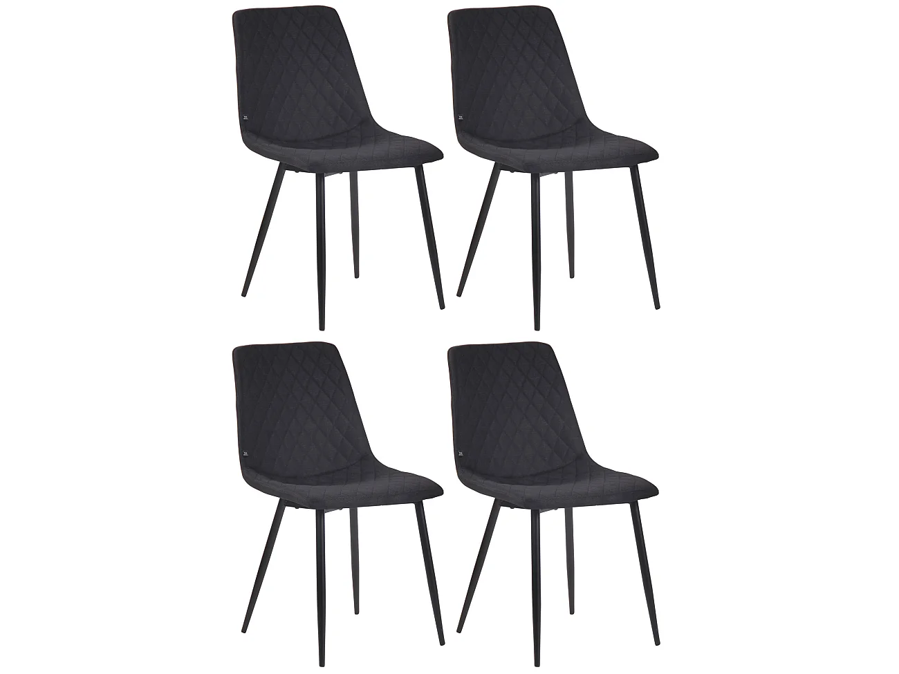Lot de 4  chaise salle à manger - Tissu - Noir - Telde