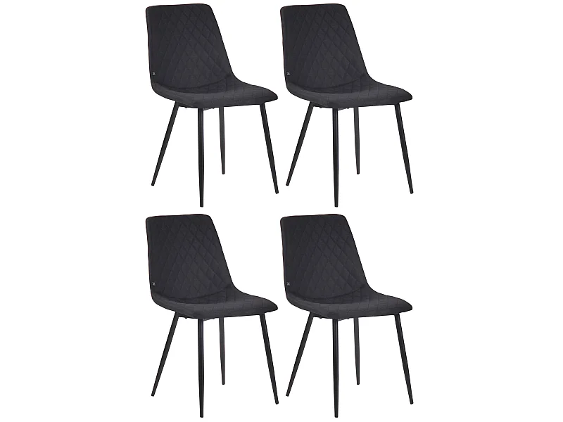 Lot de 4  chaise salle à manger - Tissu - Noir - Telde