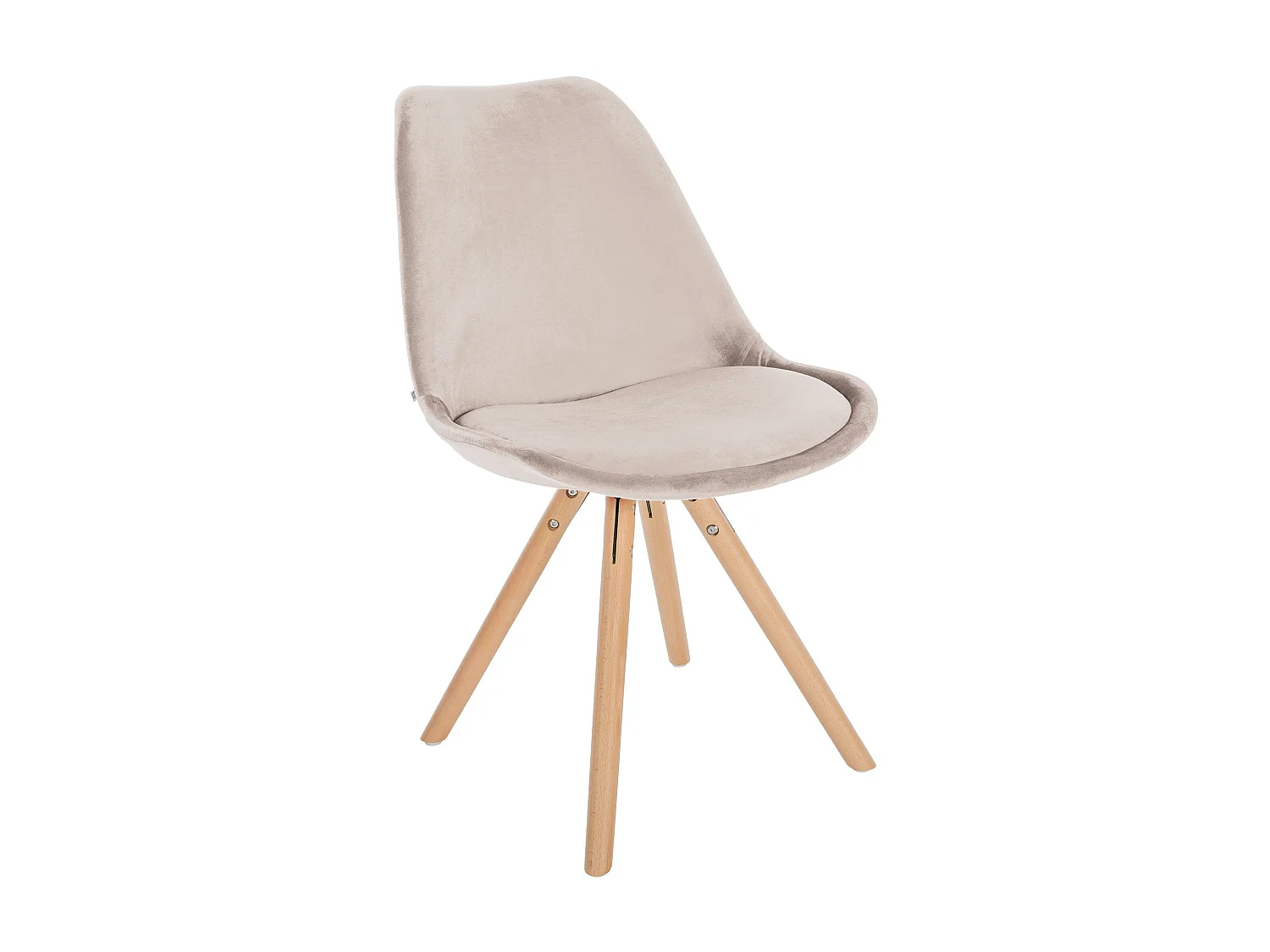 Lot de 4  chaise salle à manger - Velours & Bois - Beige - Sofia