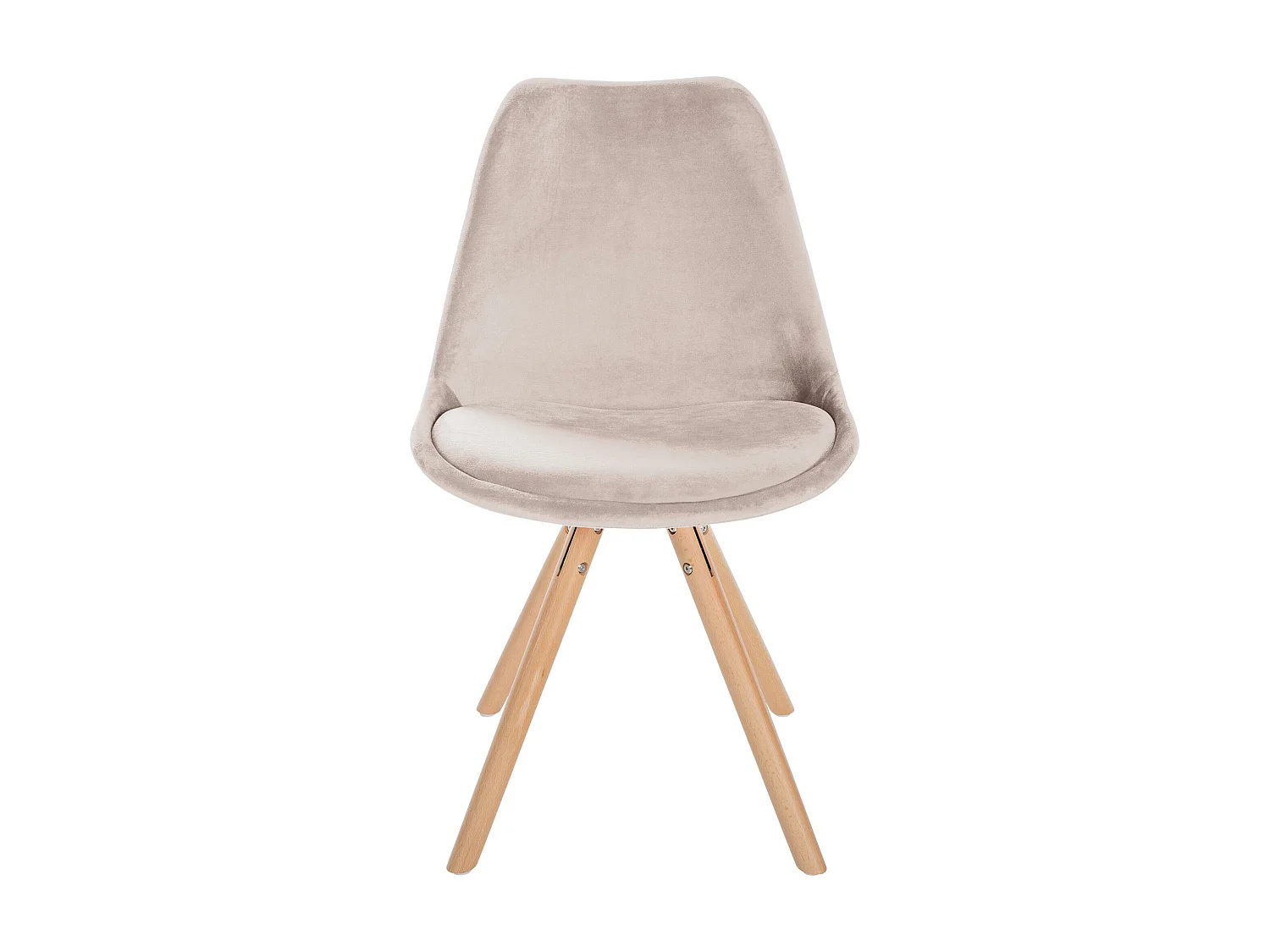 Lot de 4  chaise salle à manger - Velours & Bois - Beige - Sofia