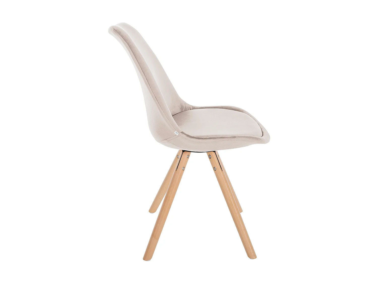 Lot de 4  chaise salle à manger - Velours & Bois - Beige - Sofia