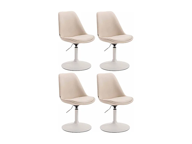 Lot de 4  chaise salle à manger - Tissu & Blanc - Crème - Maverick