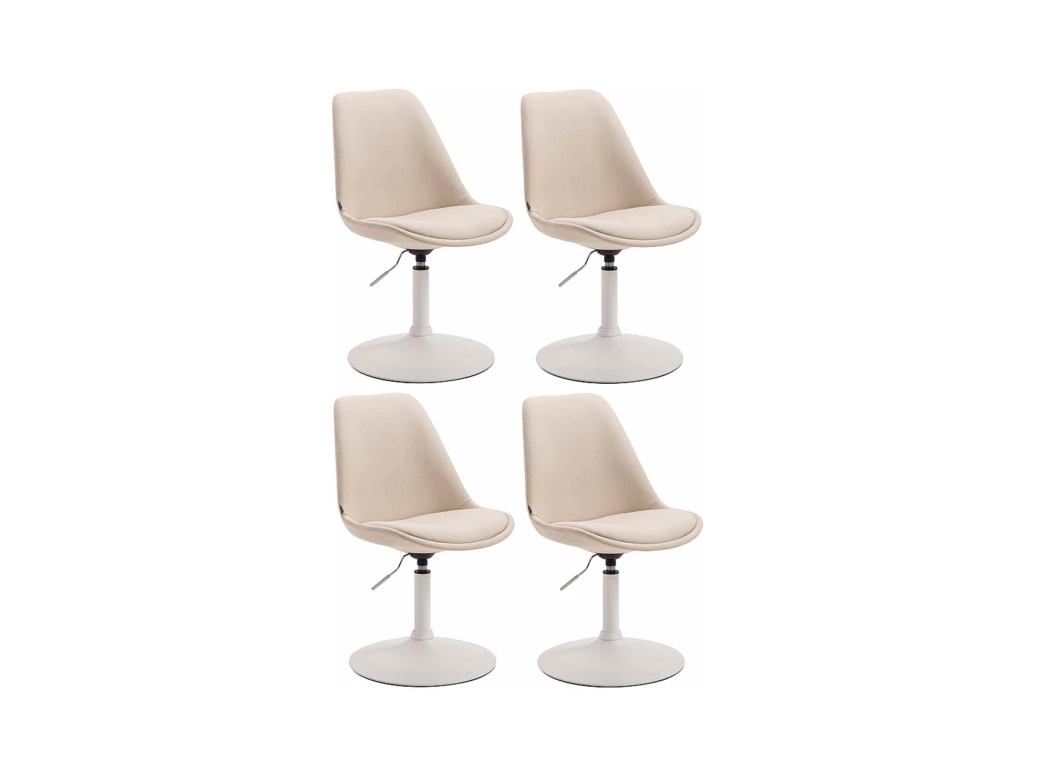 Lot de 4  chaise salle à manger - Tissu & Blanc - Crème - Maverick