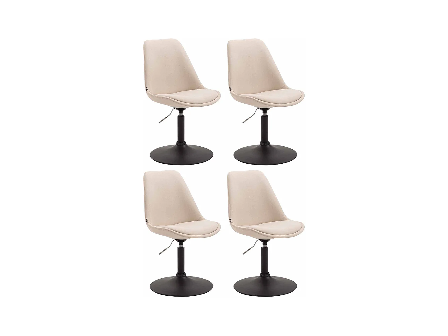 Lot de 4  chaise salle à manger - Tissu & Noir - Crème - Maverick