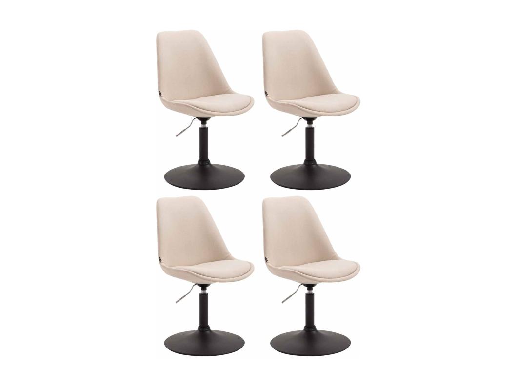 4er Set Esszimmerstuhl - Stoff & schwarz - creme - Maverick