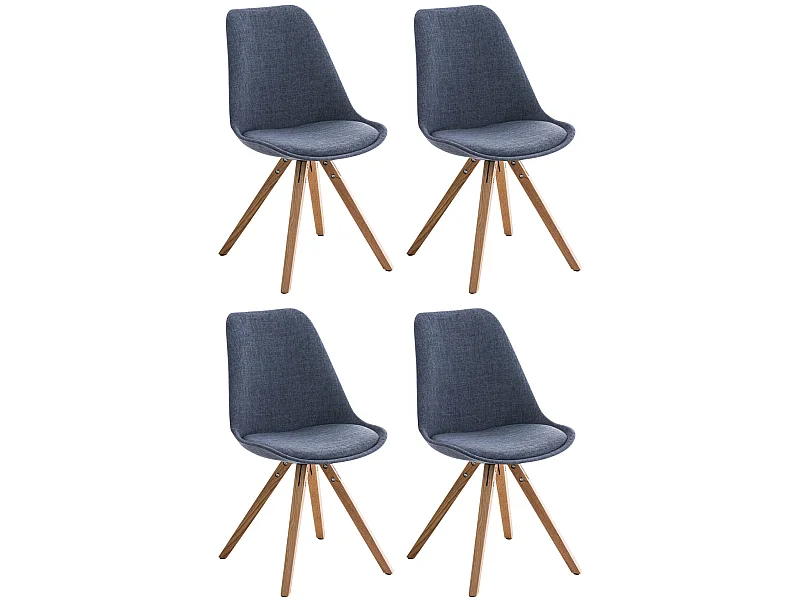 Lot de 4  chaise salle à manger - Tissu & Nature - Bleu - Pegleg
