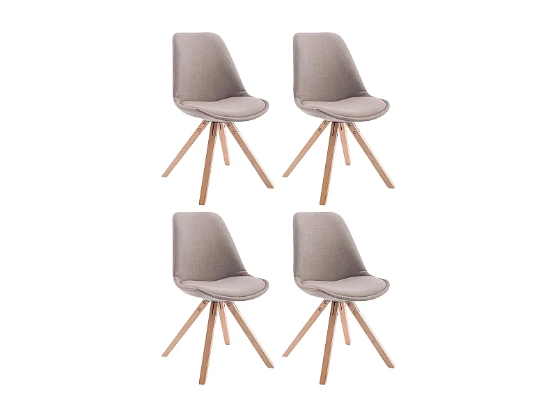 Lot de 4  chaise salle à manger - Tissu & Nature - Taupe - Toulouse
