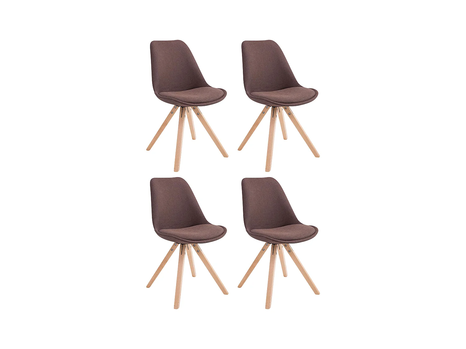 Lot de 4  chaise salle à manger - Tissu & Nature - Marron - Toulouse