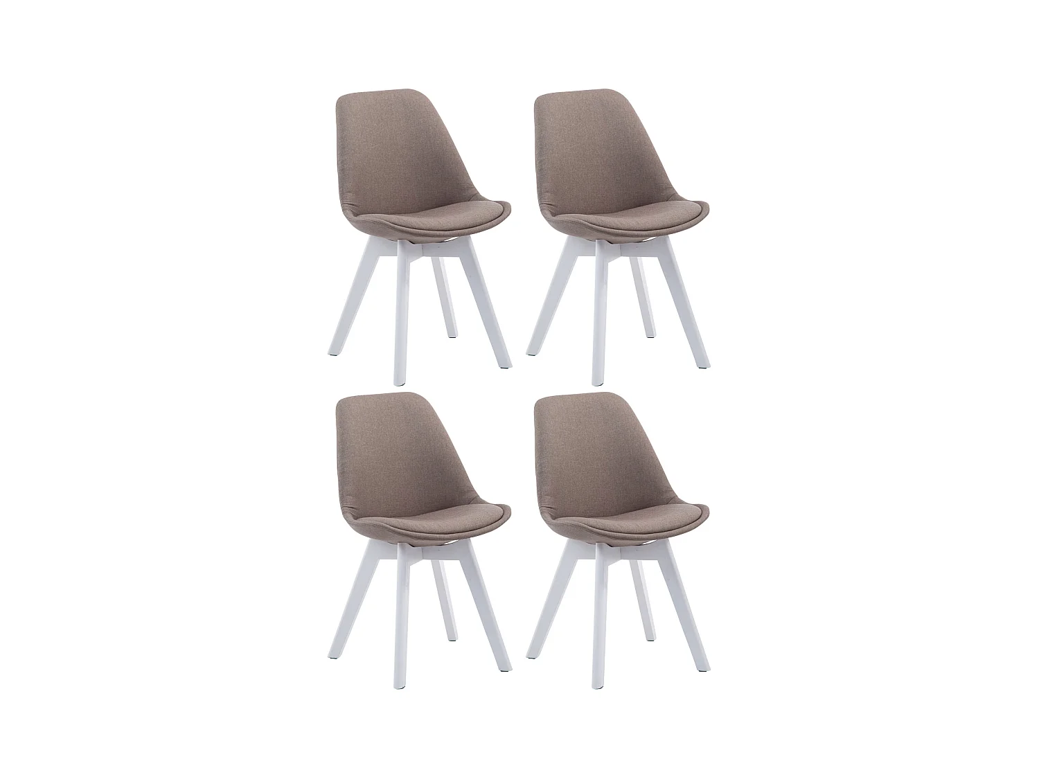 Lot de 4  chaise salle à manger - Tissu & Blanc - Taupe - Borneo V2