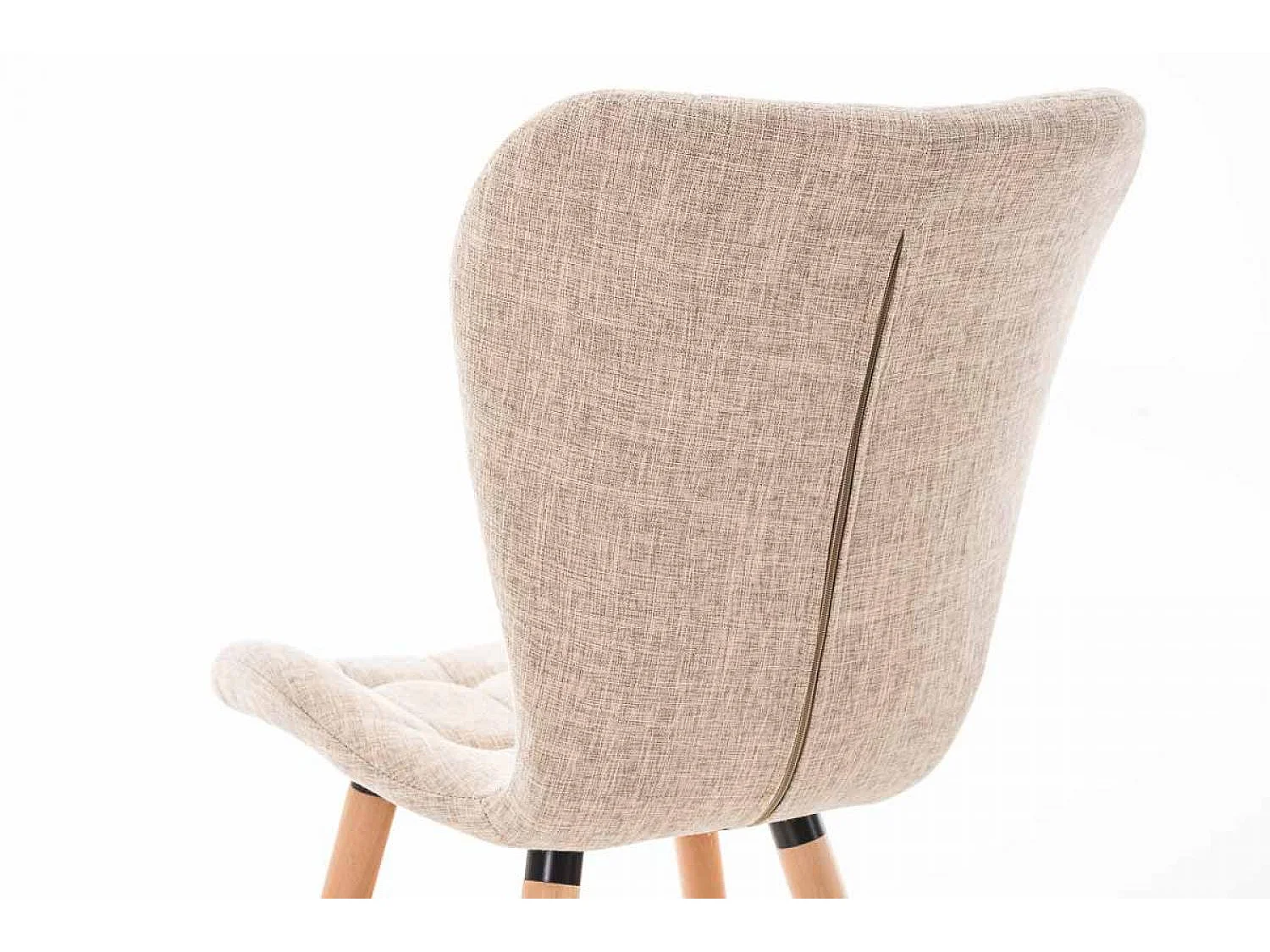 chaise salle à manger - Tissu & Acier inoxydable - Crème - Elda