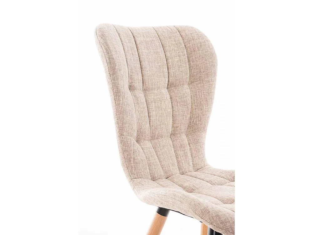 chaise salle à manger - Tissu & Acier inoxydable - Crème - Elda