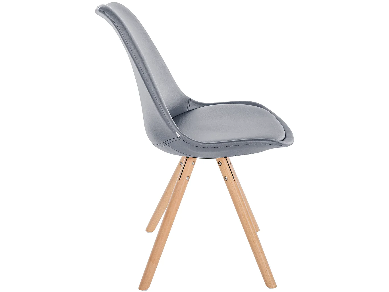 Eetkamerstoelen - Kunstleer & natura (ronde) - grijs - Sofia