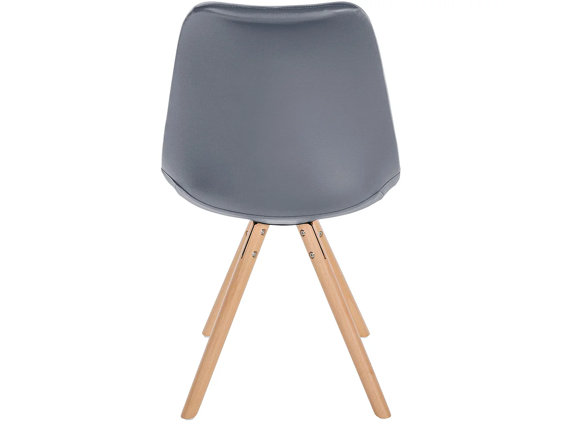 Eetkamerstoelen - Kunstleer & natura (ronde) - grijs - Sofia