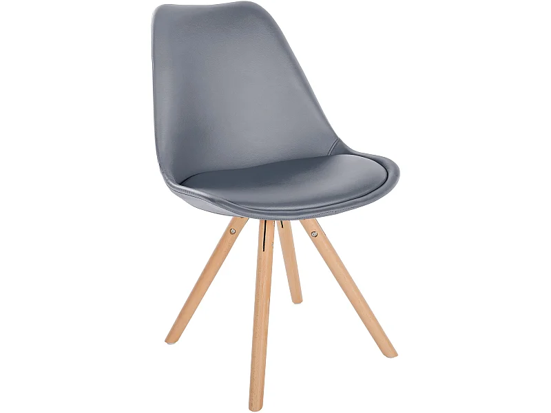 chaise salle à manger - Similicuir & Nature (rond) - Gris - Sofia