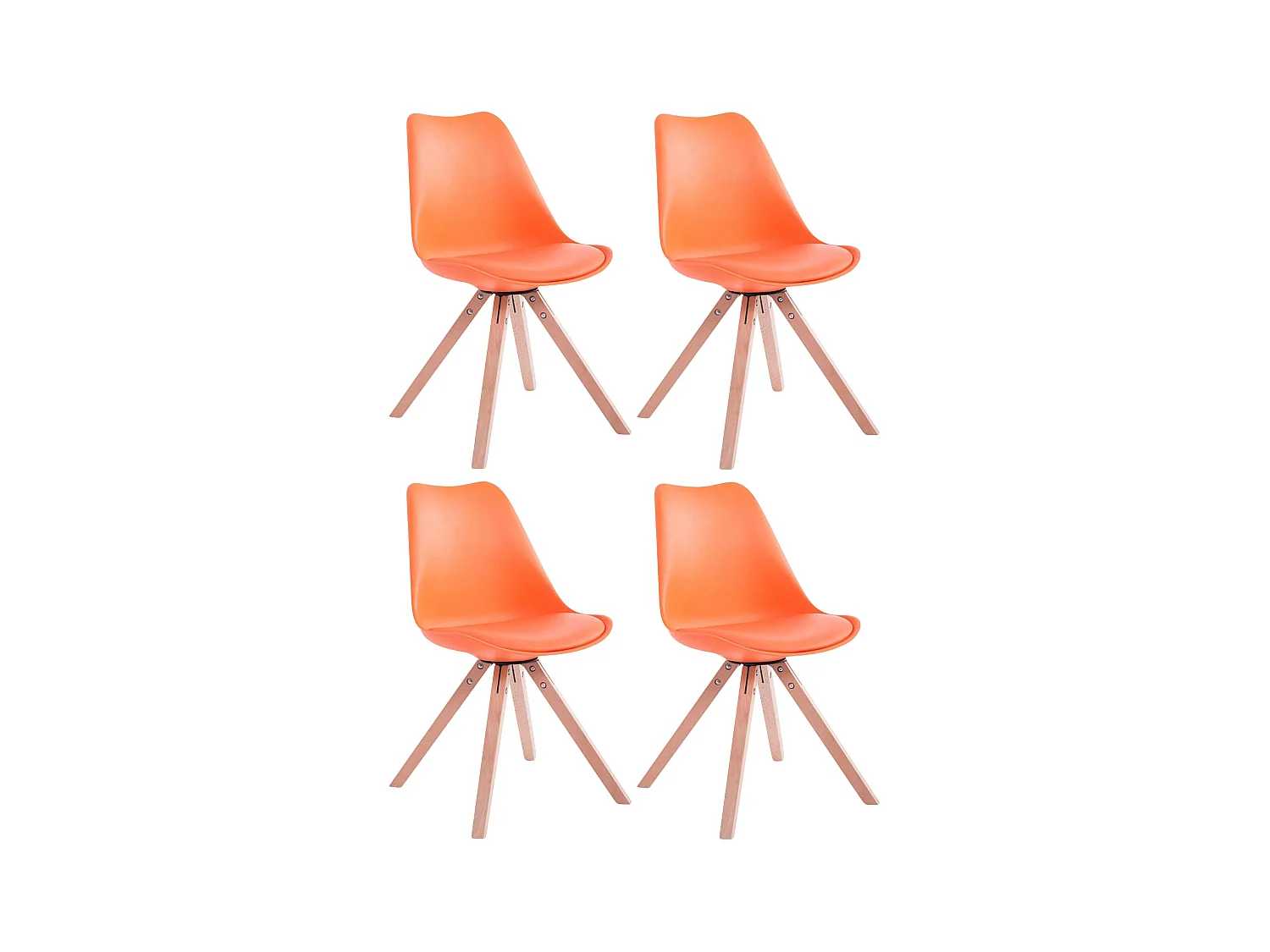 Lot de 4  chaise salle à manger - Similicuir & Nature - Orange - Toulouse