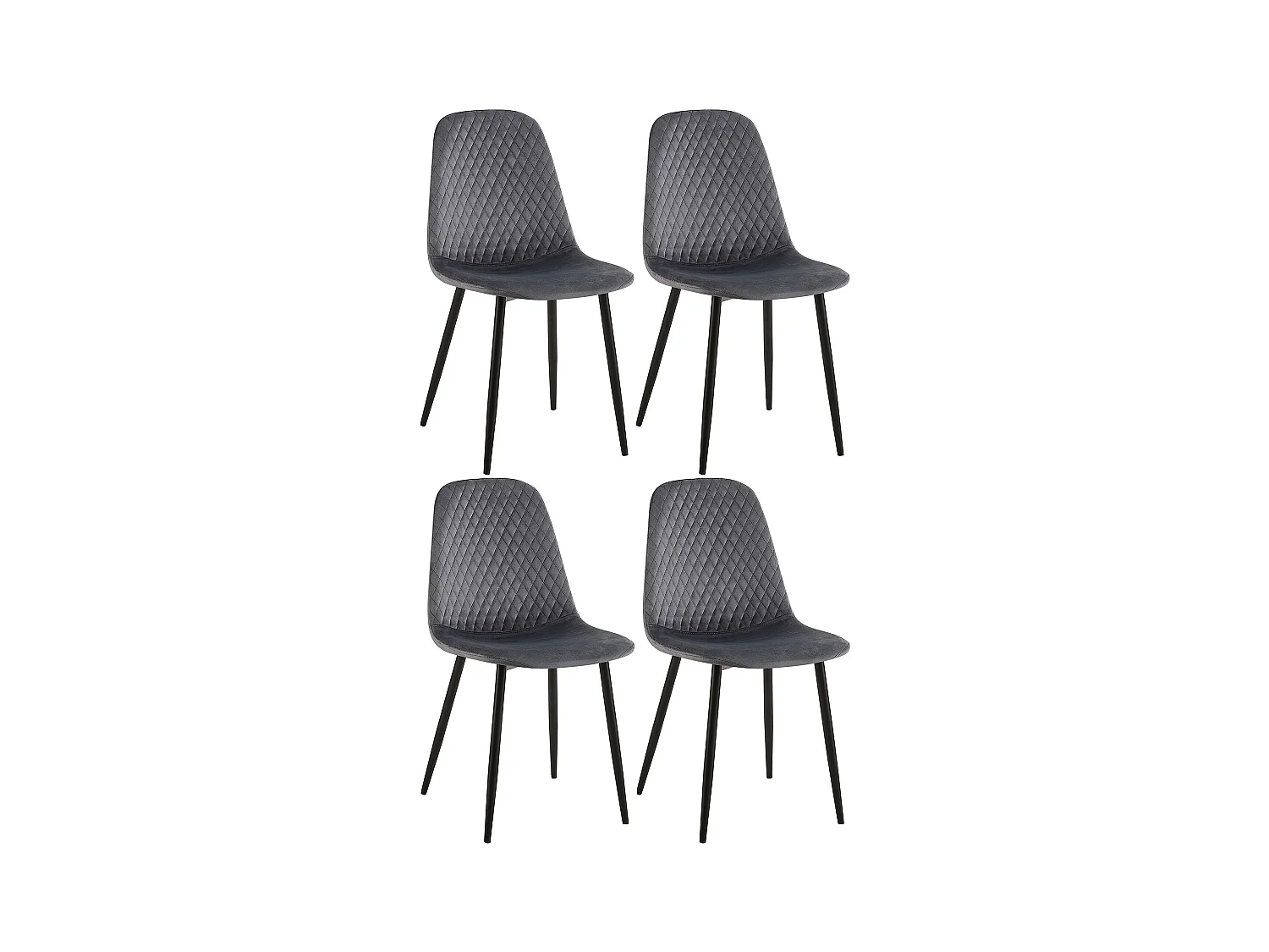 Lot de 4  chaise salle à manger - Velours - Gris foncé - Giverny