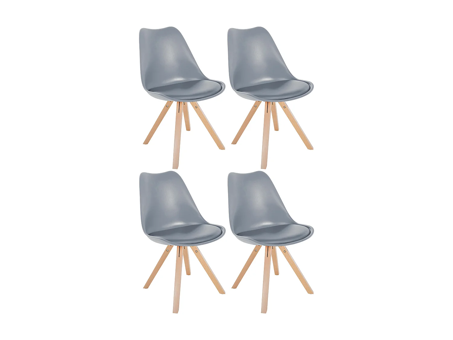 Lot de 4  chaise salle à manger - Plastique & Nature (carré) - Gris - Sofia