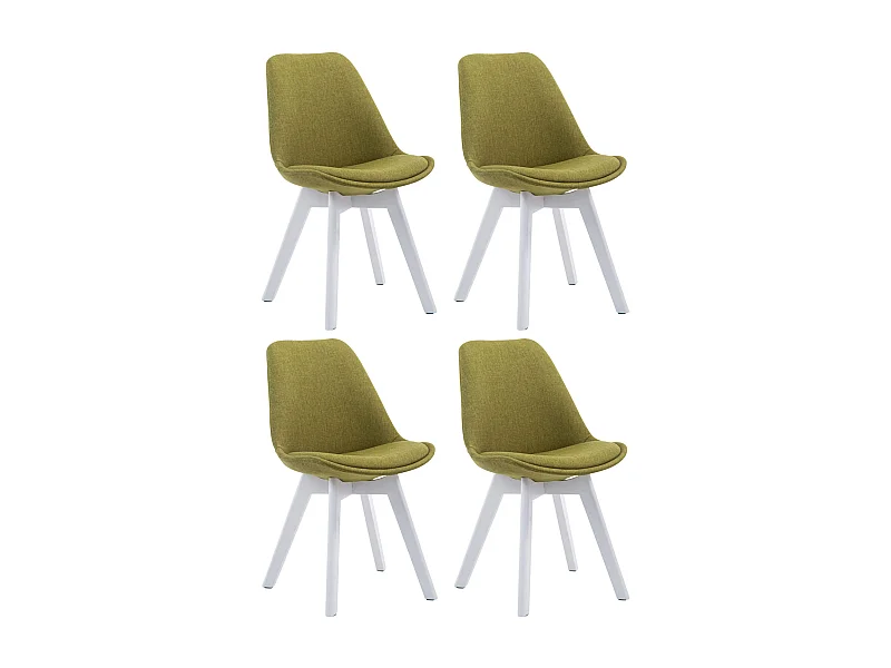 Lot de 4  chaise salle à manger - Tissu & Blanc - Vert - Borneo V2