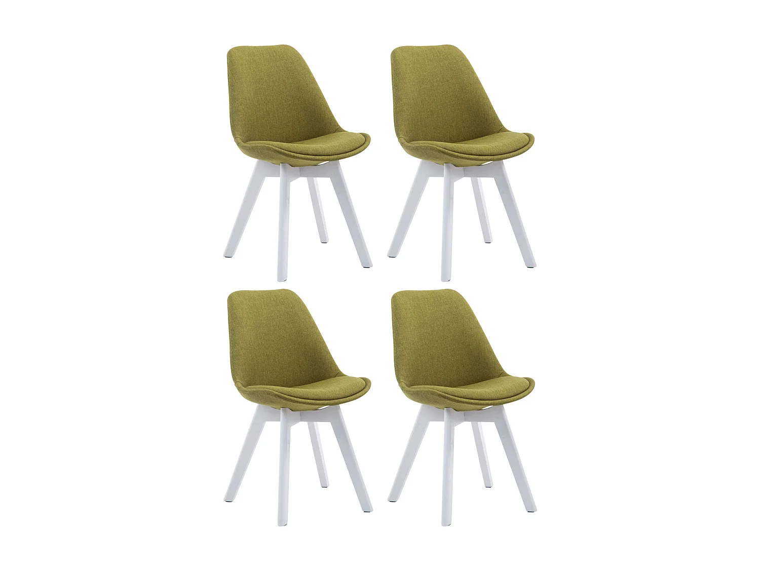 Lot de 4  chaise salle à manger - Tissu & Blanc - Vert - Borneo V2