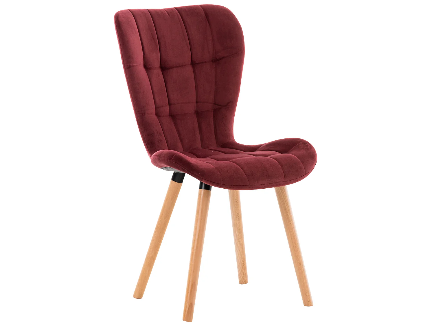 chaise salle à manger - Velours & Bois - Rouge - Elda