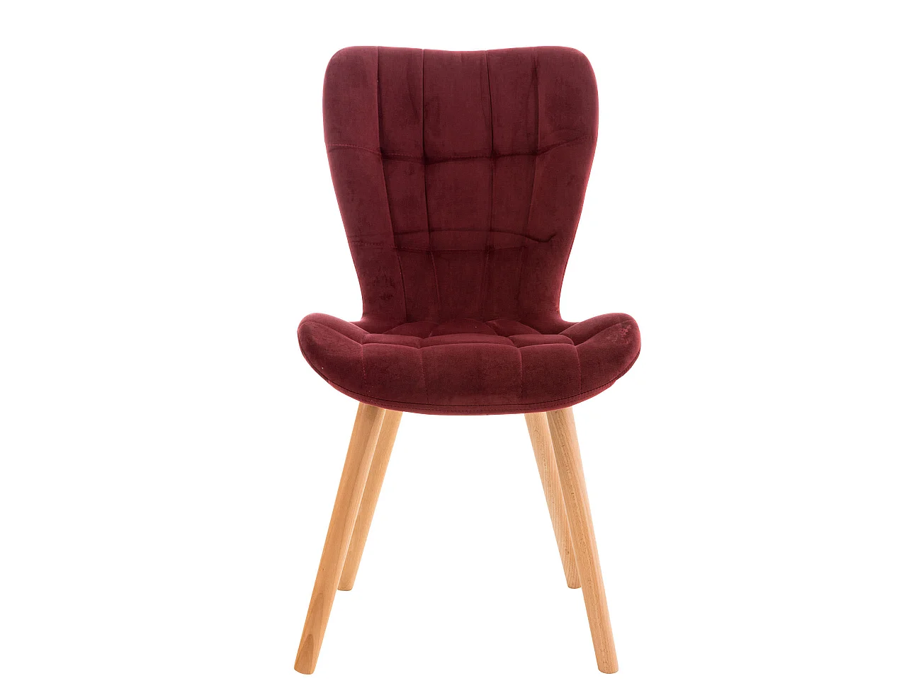 chaise salle à manger - Velours & Bois - Rouge - Elda