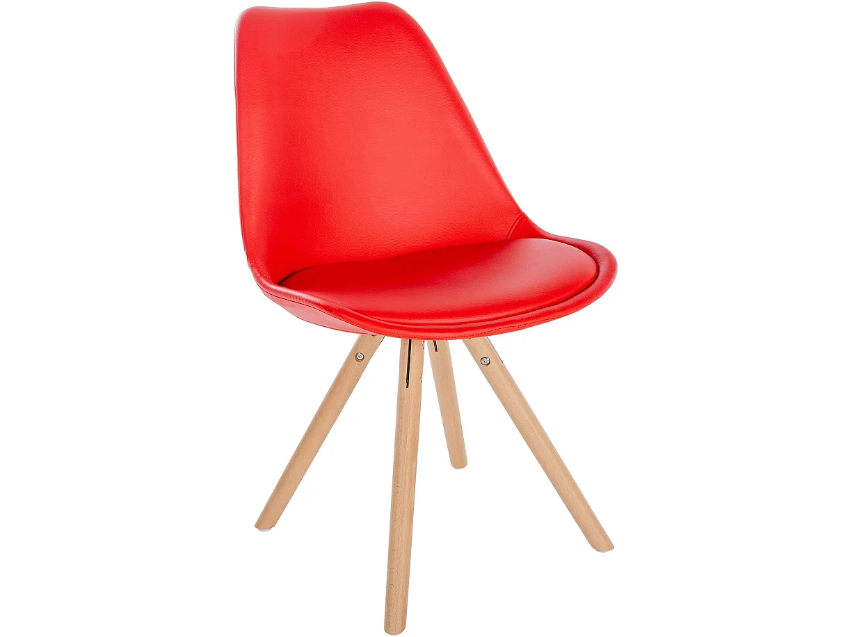 chaise salle à manger - Similicuir & Bois - Rouge - Sofia