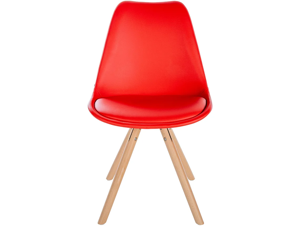chaise salle à manger - Similicuir & Bois - Rouge - Sofia