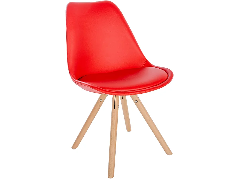 chaise salle à manger - Similicuir & Bois - Rouge - Sofia