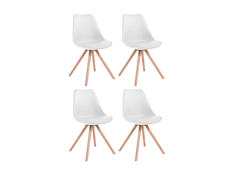 Lot de 4  chaise salle à manger - Similicuir & Nature - Blanc - Toulouse
