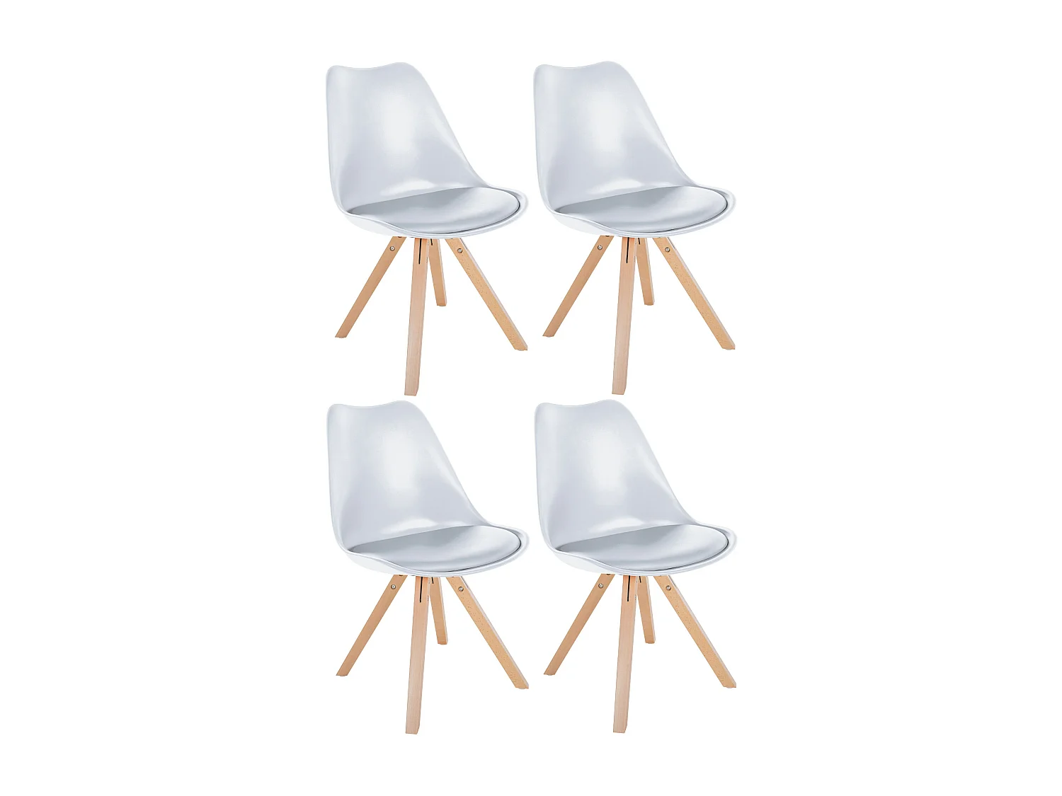 Lot de 4  chaise salle à manger - Plastique & Nature (carré) - Blanc - Sofia