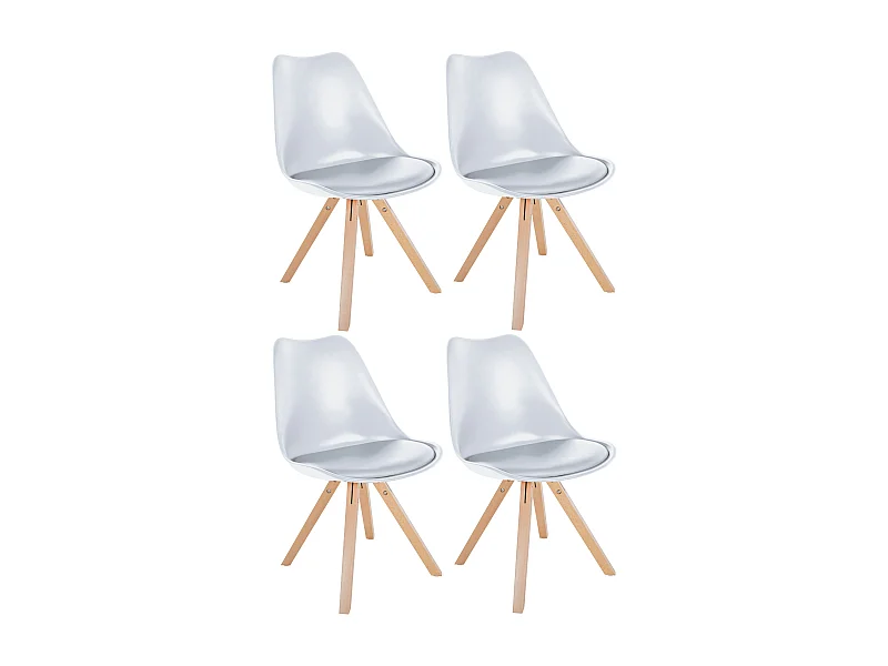 Lot de 4  chaise salle à manger - Plastique & Nature (carré) - Blanc - Sofia
