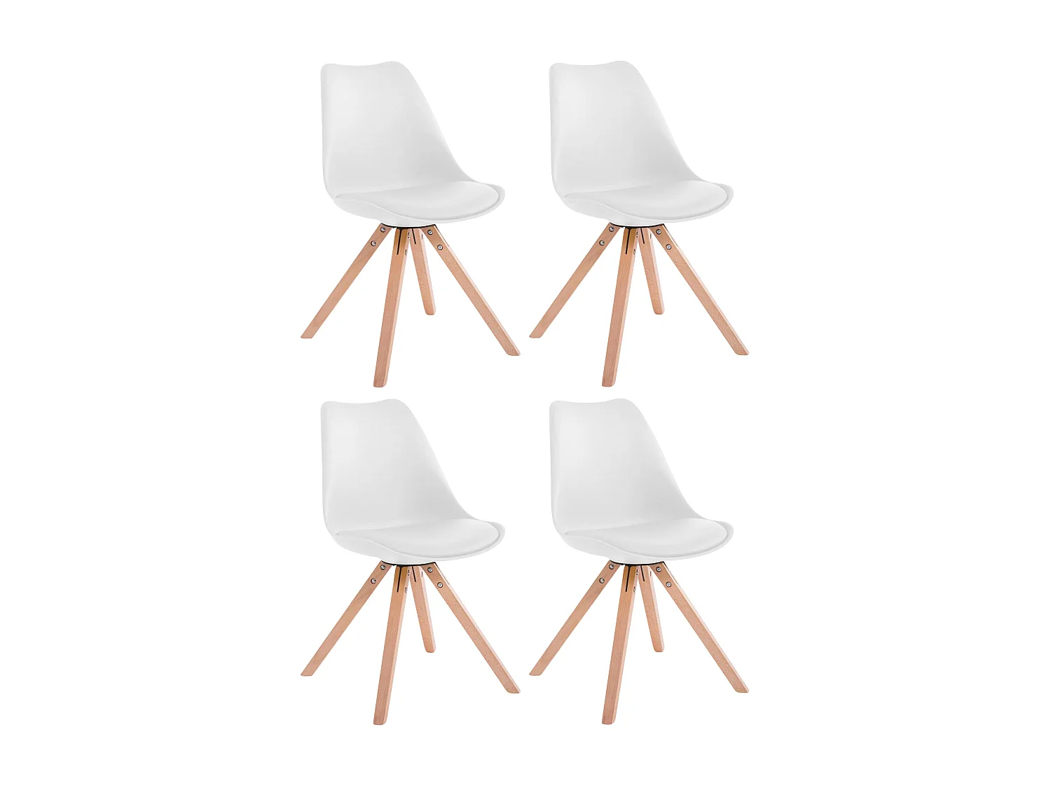 Lot de 4  chaise salle à manger - Similicuir & Nature - Blanc - Toulouse