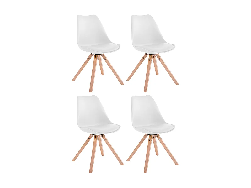 Set van 4  Eetkamerstoelen - Kunstleer & natura - wit - Toulouse