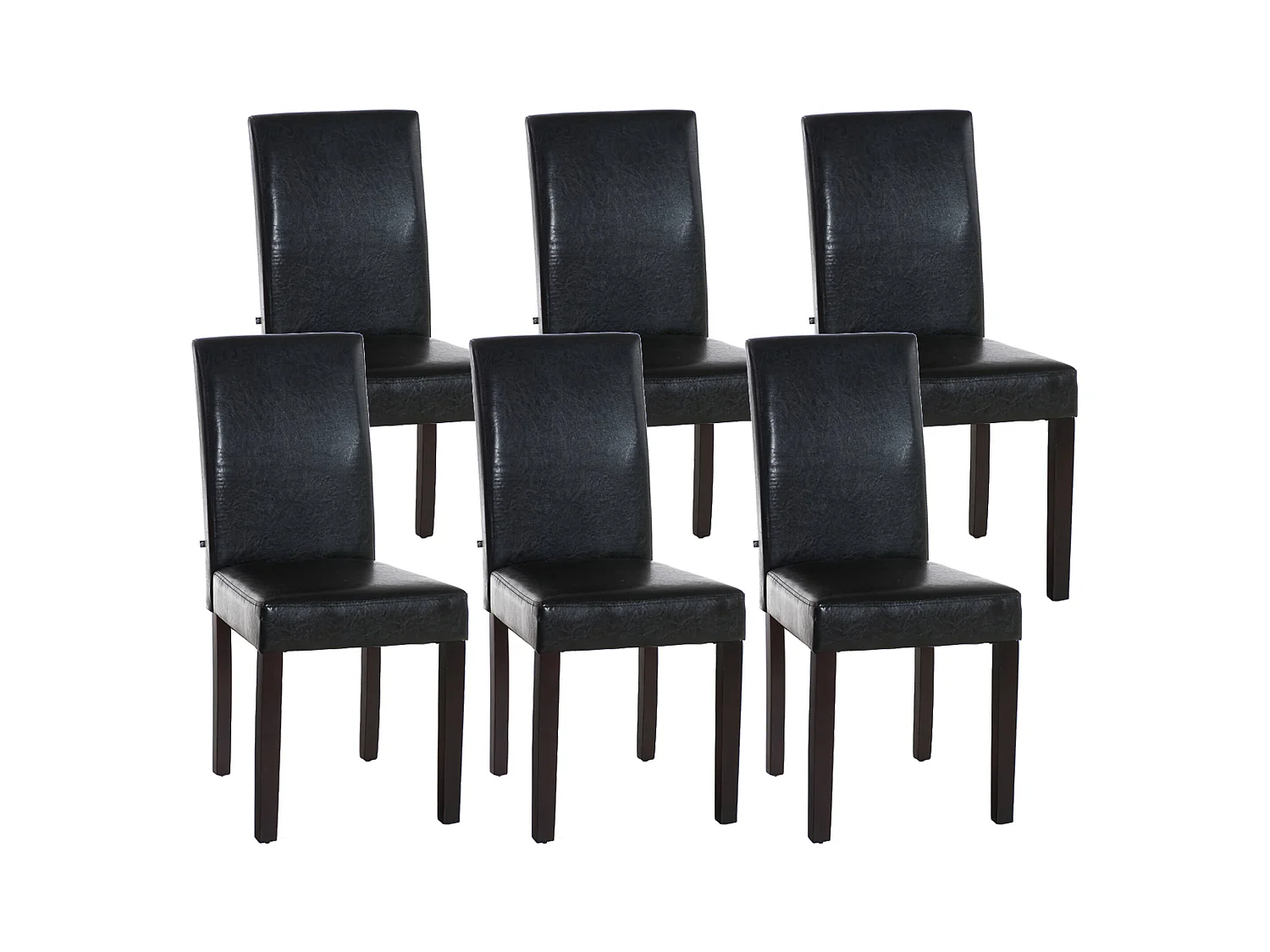 Lot de 6  chaise salle à manger - Similicuir & Marron foncé - Marron - Ina