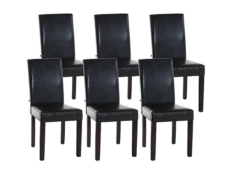 Lot de 6  chaise salle à manger - Similicuir & Marron foncé - Marron - Ina