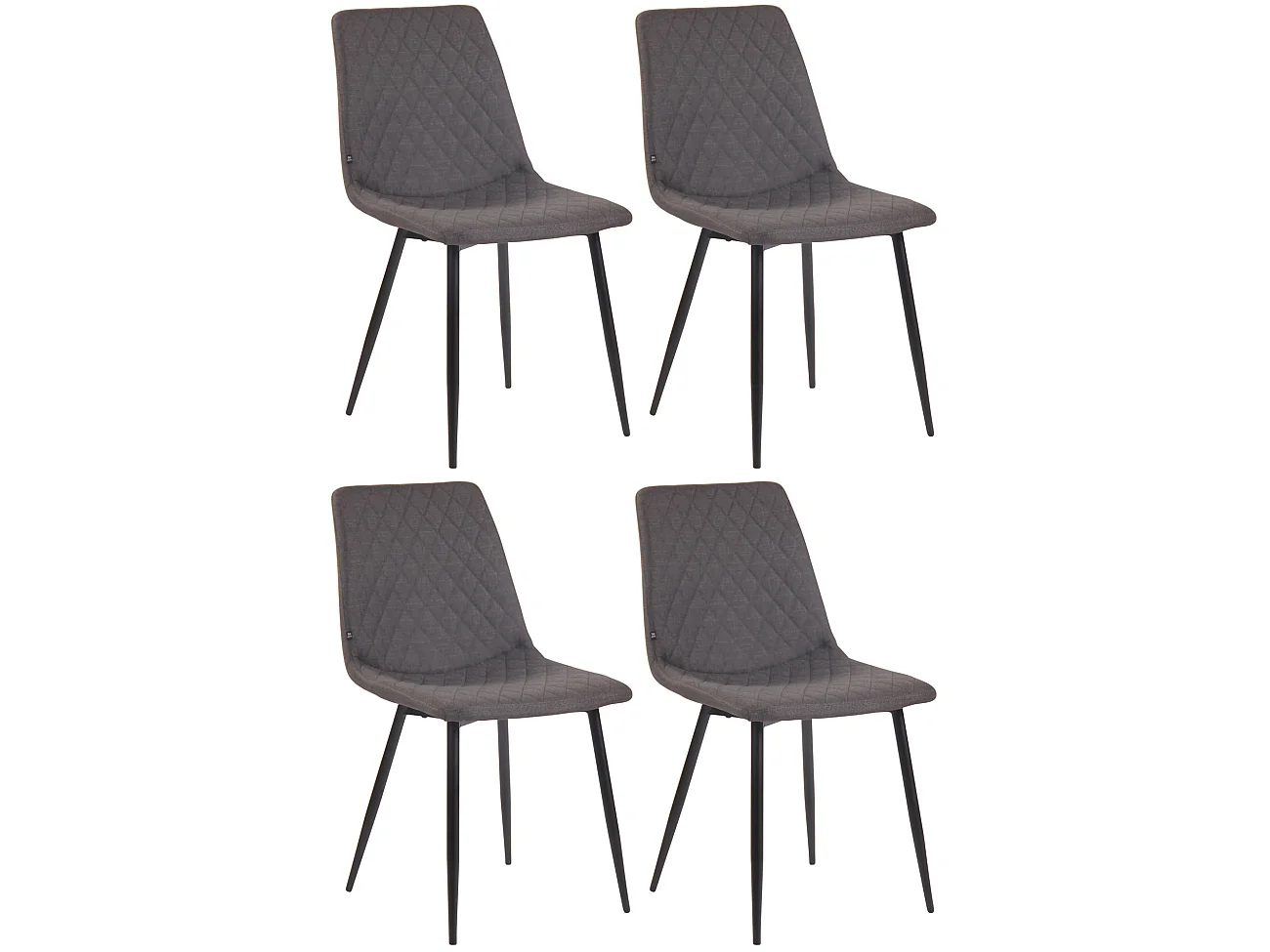 Lot de 4  chaise salle à manger - Tissu - Gris foncé - Telde